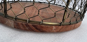 Decorative Iron And <b>Wooden</b> Fruit <b>Basket</b> With Gold Antique Finish For Kitchen Counter And Dining Table <b>Storage</b> - Product Image 5
