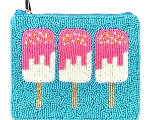 Pochette zippée rectangulaire à sequins faits main, motif étoile, rouge, blanc, bleu, avec pompon, artisanat de la Fête Nationale - Product Image 5