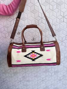 Sacs de voyage en cuir véritable de style vintage fait main, motif aztèque, cuir travaillé, sacs de voyage de grande taille, multi-usages - Product Image 2