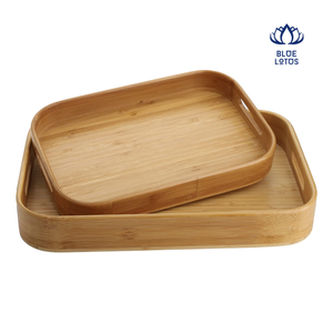 Plateau de service en bambou écologique, fait main, pour restaurant, maison, décoration de table - LOTUS BLEU du Vietnam - Product Image 1