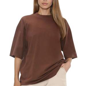 T-shirt oversize uni décontracté pour femme, haut long d'été, fournisseur OEM de t-shirts basiques et tendance pour femme en gros - Product Image 5