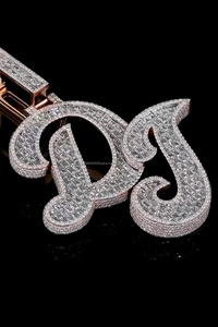 Custom Moissanite Initial Pendant Letter Dg Emerald Cut 925 <b>Silver</b> Luxury Hip Hop Jewelry Unisex Everyday Wear - Product Image 5