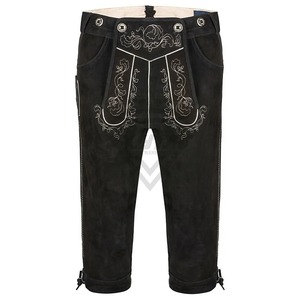 Deer Style Men's Solid Eco-Friendly Bavarian Lederhosen Traditional Oktoberfest German Lederhosen Short Pants with <b>Suspenders</b> - Product Image 2