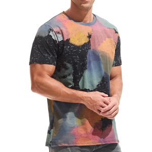 Men's Short Sleeve O-Neck T-<b>Shirt</b> With Hand-Painted Pattern Regular Fit Casual Style 100% Cotton Jersey Fabric - Product Image 3