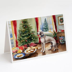 Weimaraner Christmas Cookies Greeting Cards Pack of 8 Whimsical A7 Blank Note Cards with <b>Envelopes</b> <b>5x7</b> Size - Product Image 1