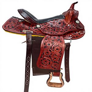 Selle de course unisexe pour cavalier en cuir de buffle véritable marron avec arceau en bois durable personnalisé et couverture de cheval – Prix de gros - Product Image 4