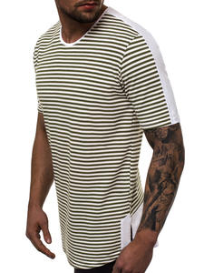 Camiseta de Cuello Redondo a Rayas para Hombre de Alta Calidad, Algodón Suave, Corte Ajustado, Estilo Casual Urbano, Logotipo Personalizado, Pedidos al por Mayor - Product Image 5