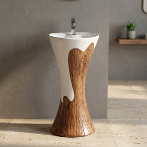 High Quality Ceramic One Piece Full Pedestal Hand Washing Basin for Export Luxury Integrated Sink - Product Image 5