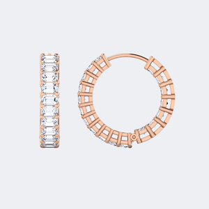 3.60 CTW <b>Emerald</b> Cut Channel Setting Hoop <b>Earrings</b> - Product Image 5