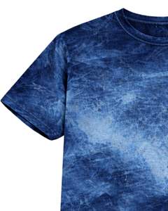 T-shirt bleu délavé pour homme, col rond, manches courtes, en coton, style streetwear décontracté, délavage vintage, personnalisable, OEM, vente en gros, fabricant professionnel - Product Image 4