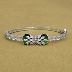 Openable Kada with Rhodium Plating Fashionable Cubic Zirconia Cuff <b>Bracelets</b> - Product Image 3