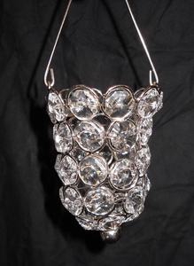 Silver Crystal Beaded <b>Hanging</b> <b>Tealight</b> Candle <b>Holder</b> for Christmas Tree Decor & Wedding Votive <b>Holder</b> - Product Image 3