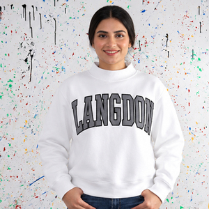 Langdon Women's <b>Black</b> Custom Mock Neck Pullover Sweater Greek Letter Sorority Fraternity College University Apparel Embroidery - Product Image 2