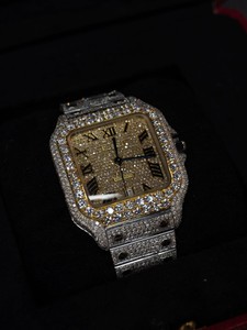 Reloj de Lujo para Hombre, con Diamantes Moissanite VVS de Alta Calidad, Acero Inoxidable, Cuadrado, Analógico, Movimiento Mecánico Automático ETA, Cristal de Zafiro - Product Image 2