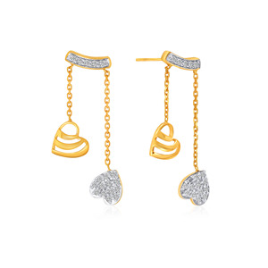 Luxury 18K Gold Plated Double Heart Long Chain Drop <b>Earrings</b> for Women Micro Pave Lab Grown <b>Diamond</b> <b>Dangle</b> Fashion Jewelry - Product Image 3