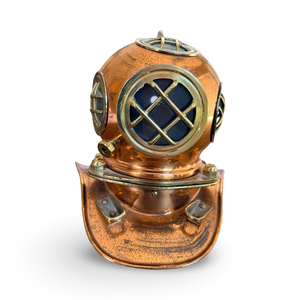 Casco de Buceo Vintage de Cobre y Latón, Miniatura Decorativa Náutica, Casco de Buzo de Aguas Profundas, Decoración Marítima para Estante, Estilo Antiguo, Buceo - Product Image 2