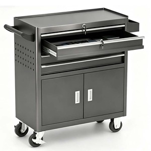 3 Drawer Padlockable <b>Tool</b> <b>Cart</b> with Storage Cabinet Mobile Heavy Duty Auto Repair Trolley 200kg Load Capacity - Product Image 1