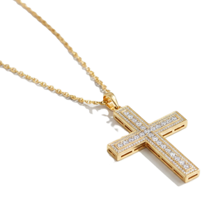 Collier pendentif croix en diamant de laboratoire de luxe, or massif 10K 14K, bijoux fins, pour hommes et femmes, design inspiré de la foi - Product Image 2