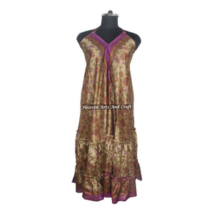 Nuevo Vestido Bohemio de Seda Sari Reciclada para Mujer, Económico, Última Moda, Vestidos Largos Casuales de Playa, Vestido de Noche Elegante sin Mangas para Damas - Product Image 2