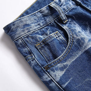 Jean en denim coupe moderne pour homme, tissu denim extensible de qualité supérieure, design classique à cinq poches, vêtements décontractés et tendance - Product Image 5