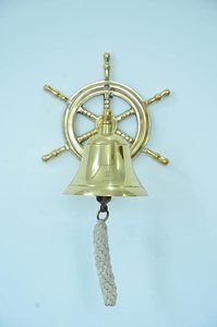 Campana de Puerta Colgante de Latón Antiguo, Campana de Pared Náutica con Diseño de Timón de Barco para Decoración de Entrada de Casa o Jardín - Product Image 6