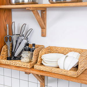 Two-Tier Woven Water Hyacinth <b>Storage</b> <b>Basket</b> <b>Large</b> Open Front Vegetable Fruit <b>Basket</b> Kitchen Counter Organizer OEM ODM - Product Image 5