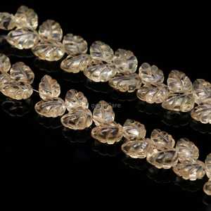 Cuentas de cuarzo limón natural talladas en forma de hoja de 10-11 mm, cuentas de piedras preciosas de cuarzo limón talladas a mano en forma de hoja, cuentas sueltas para la fabricación de joyería. - Product Image 2