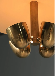 Lustre Sputnik moderne du milieu du siècle, en laiton brut, 4 lumières, suspension artisanale en laiton italien, luminaire de plafond pour salle à manger - Product Image 4