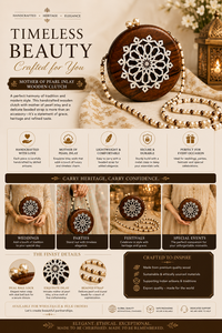 Décoration murale ronde en bois faite à la main de luxe SAFA INTERNATIONAL avec chaîne de perles, accent traditionnel à suspendre pour le salon - Product Image 2