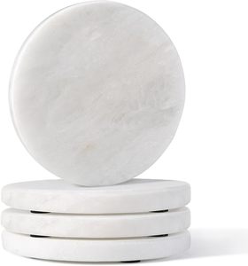 Luxury Design Eco-Friendly Antique CO <b>White</b> Round Marble Stone <b>Coaster</b> 1 Piece 8mm Thick 100mm Diameter Available Wholesale Rate - Product Image 4