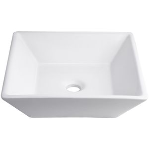 Évier en porcelaine blanche carré de 410 mm de long pour vaisselle et assiettes - Product Image 4