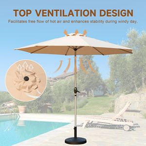 Ombrellone da Patio da 2,7 m con Manovella Inclinabile a Pulsante, Protezione UV, Impermeabile, Ombrellone da Giardino per Esterni 8 - Product Image 3