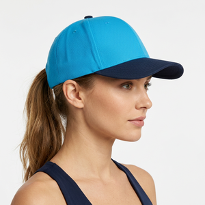 Casquette de baseball bleue à 6 panneaux, couleur contrastante, ajustée, décontractée, en coton, style uni, pour adulte, toutes saisons - Product Image 4