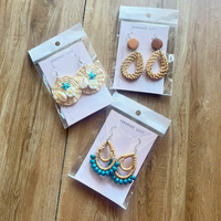 Boucles d'oreilles pendantes en rotin naturel faites à la main, écologiques, légères, bijoux TUYET DUNG, art populaire, classiques, pour mariage, pour femmes