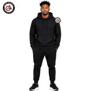 Sudadera con Capucha de Forro Polar Negro para Hombre, Corte Regular, Color Sólido, Logotipo Frontal, Ropa Casual de Invierno, Resistente al Viento y Transpirable, Marca GEEK APPARELS - Product Image 1