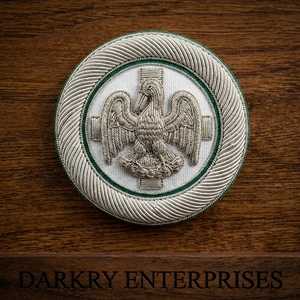 Écusson personnalisé en velours marron avec broderie fil de filigrane, emblème argenté HT, fait main, pour insignes maçonniques, écusson de blazer, écusson d'uniforme - Product Image 4