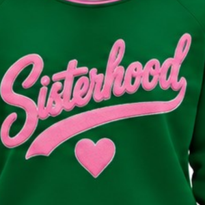 <b>Green</b> <b>Women</b> Sisterhood Crewneck Pullover Pink Graphic Letter Design Knitted Rib Cuffs Long Sleeve Casual Custom Fashion - Product Image 6