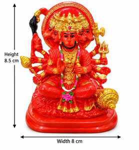 Panchmukhi Hanuman Red Resin hanuman Sculpture Hand Painted Hindu God Statue Tabletop Home <b>Decor</b> car <b>decore</b> - Product Image 5