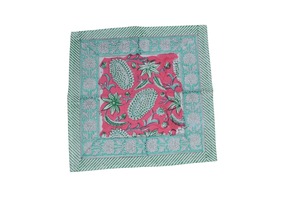 Serviettes de table rectangulaires en coton imprimées à la main, motif floral bleu, linge de table artisanal 80x120cm pour la salle à manger, les mariages et la maison - Product Image 1