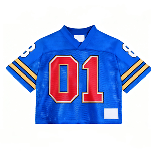 Camiseta deportiva holgada de malla estilo fútbol americano con logo personalizado, estilo casual urbano, camiseta de rugby de alta calidad con estampado unisex. - Product Image 1