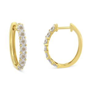 Orecchini a Cerchio in Oro Bicolore 10KT con Diamanti 1/2 Carati, Colore J-K, Purezza I2-I3 - Product Image 2