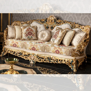 Ensemble de canapés sectionnels français en bois de mahogany massif, design rembourré écologique, détails sculptés à la main, meubles de salon de luxe - Product Image 3