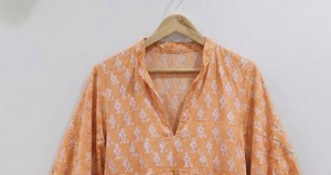 Robe mi-longue trapèze pour femme indienne, faite à la main, 100 % coton, motif floral tie-dye, taille naturelle, respirante, écologique, idéale pour l'été et les occasions formelles - Product Image 4