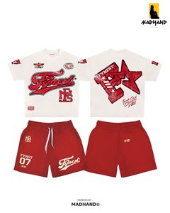 Custom Men Streetwear T Shirt & Shorts <b>Set</b> | Varsity Graphic Tee & <b>Mesh</b> Shorts | OEM Private Label <b>Two</b> <b>Piece</b> Summer <b>Set</b> Ma - Product Image 3