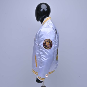 Forestdale White Varsity <b>Jacket</b> Men's Embroidered Letter Design Regular Fit Casual Style OEM Turn-down Collar Polyester Material - Product Image 3