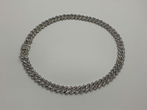 Collar de Cadena Figaro de Plata 925 con Baño de Rodio para Hombre, con Microincrustaciones de Moissanita, Estilo Hiphop, para Uso Diario - Product Image 6
