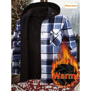 Veste en flanelle à capuche de qualité supérieure pour hommes, manches longues, décontractée, chaude pour l'hiver, pour adultes et garçons - Product Image 3