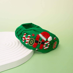 Diadema bordada con cuentas de semillas para fiestas navideñas, diadema única con bordado de cuentas de semillas con temática navideña - Product Image 1