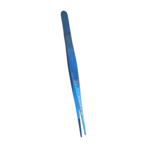 Blue Stainless Steel Chef Tweezers Used for Chef Plating and Useful for Chef Straight Fine Precision Food Plating and Garnishing - Product Image 3