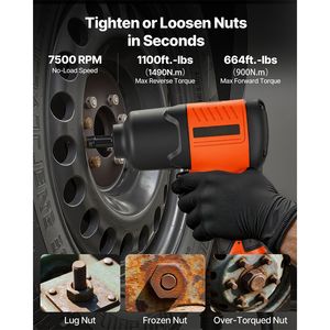 Avvitatore Pneumatico a Impulsi da 1/2 Pollice, 1100 ft Lbs di Coppia Inversa, 7500 RPM, 4 Velocità Regolabili, Leggero - Product Image 2